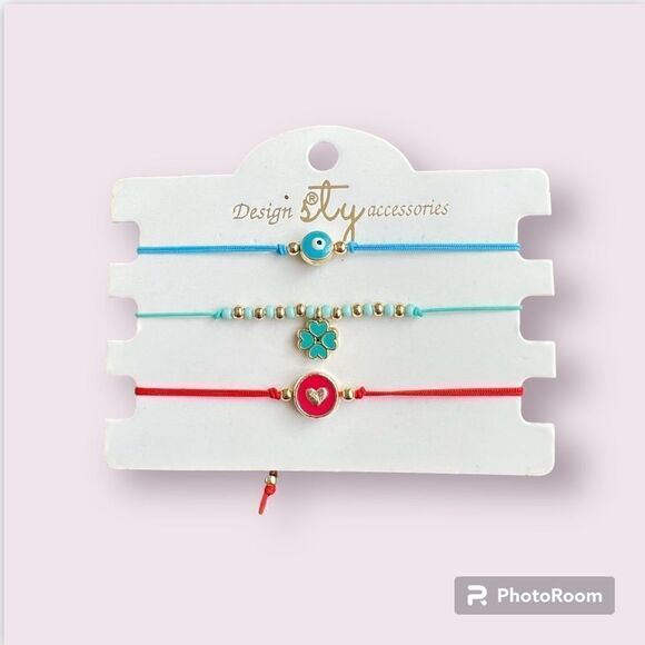 Macrame String Evil Eye Lucky Boho Bracelet NEW Set of 3 - Picture 1 of 3
